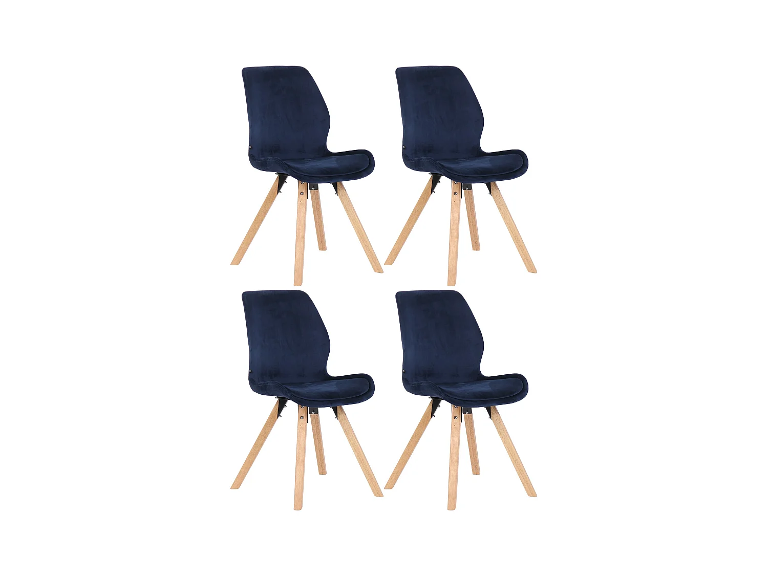 Lot de 4  chaise salle à manger - Velours - Bleu - Luna