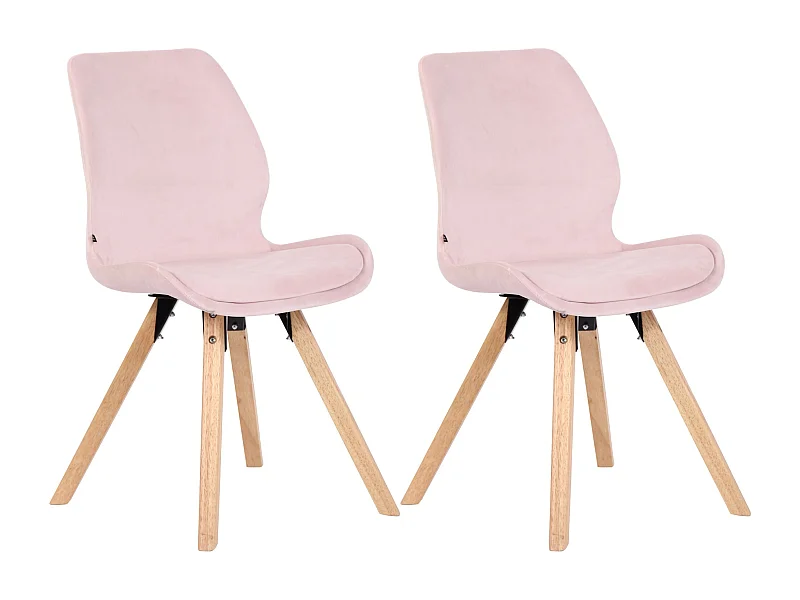 Lot de 2  chaise salle à manger - Velours - Rose - Luna