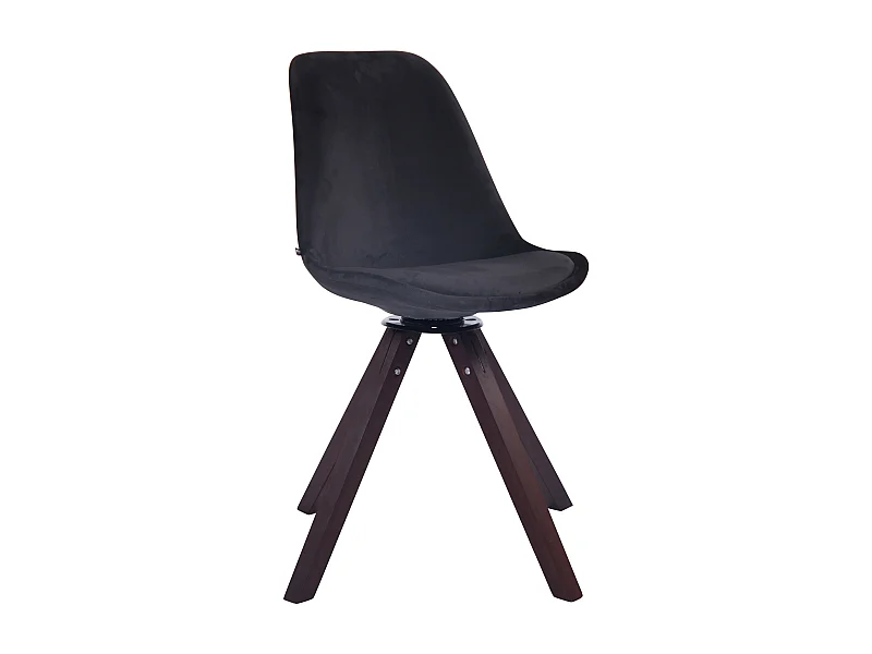 chaise salle à manger - Velours & Noyer - Noir - Troyes