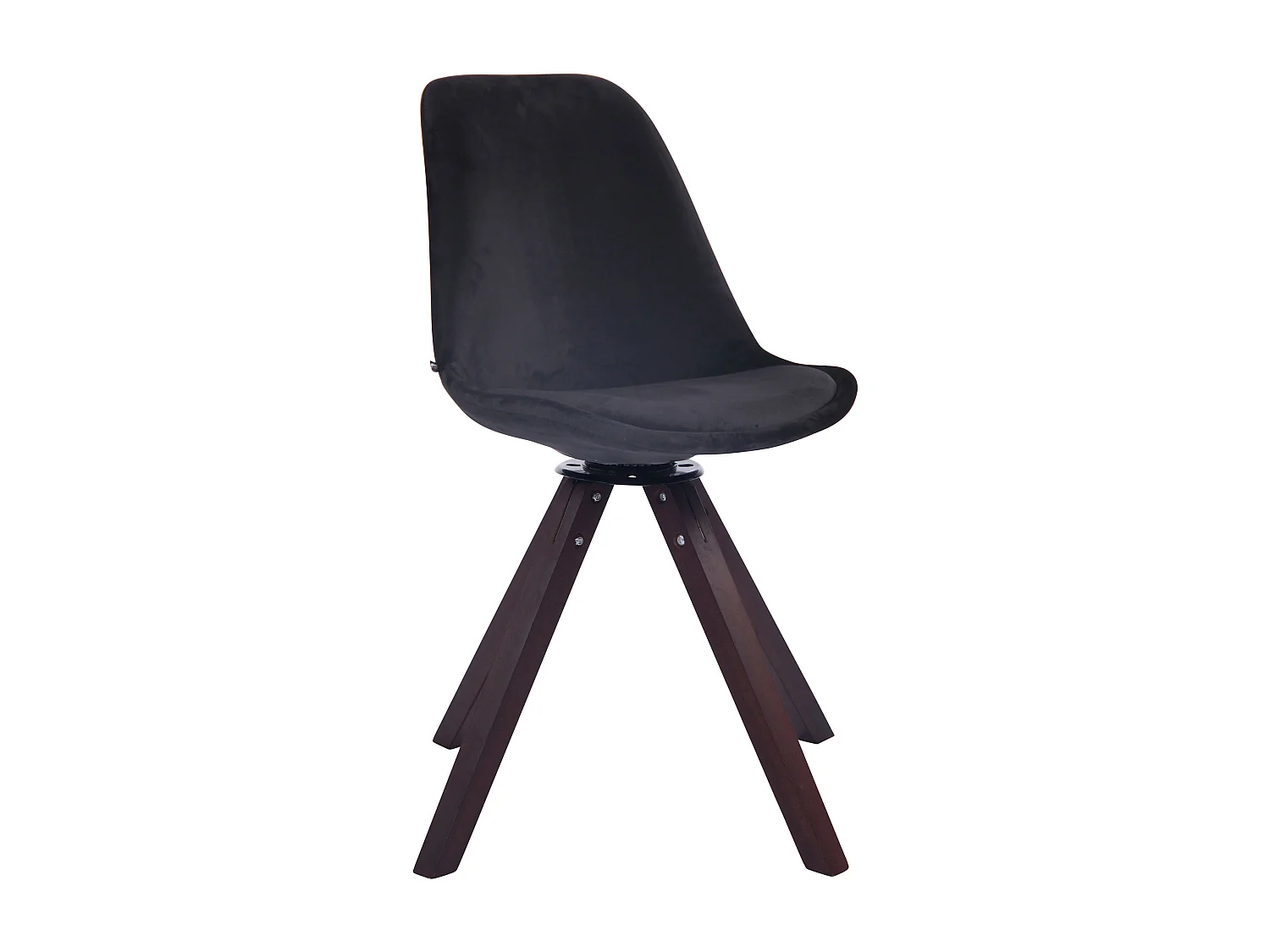 chaise salle à manger - Velours & Noyer - Noir - Troyes