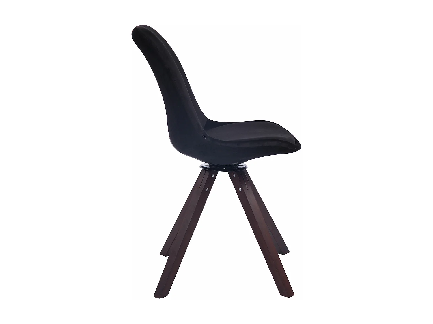 chaise salle à manger - Velours & Noyer - Noir - Troyes