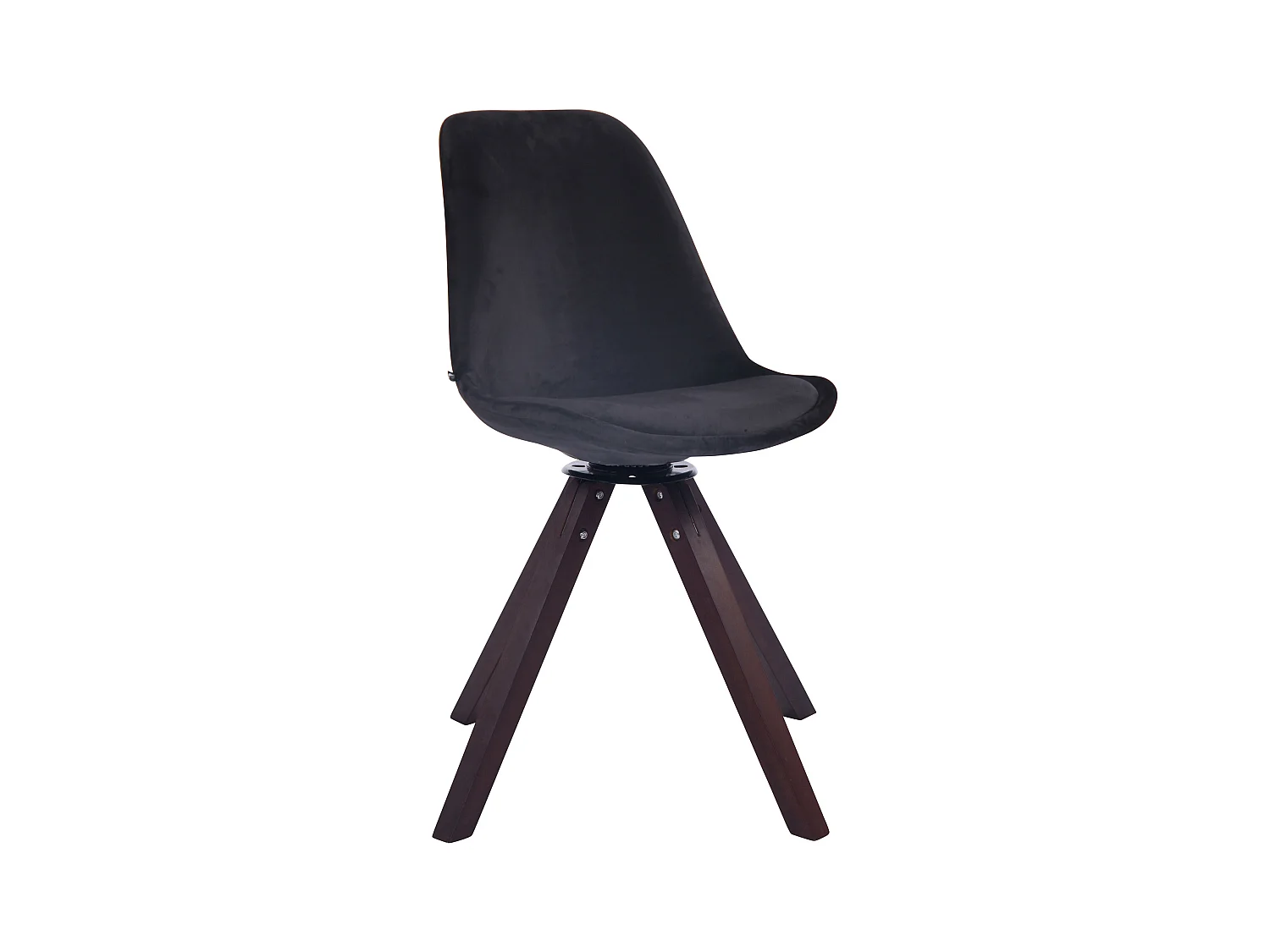 chaise salle à manger - Velours & Noyer - Noir - Troyes