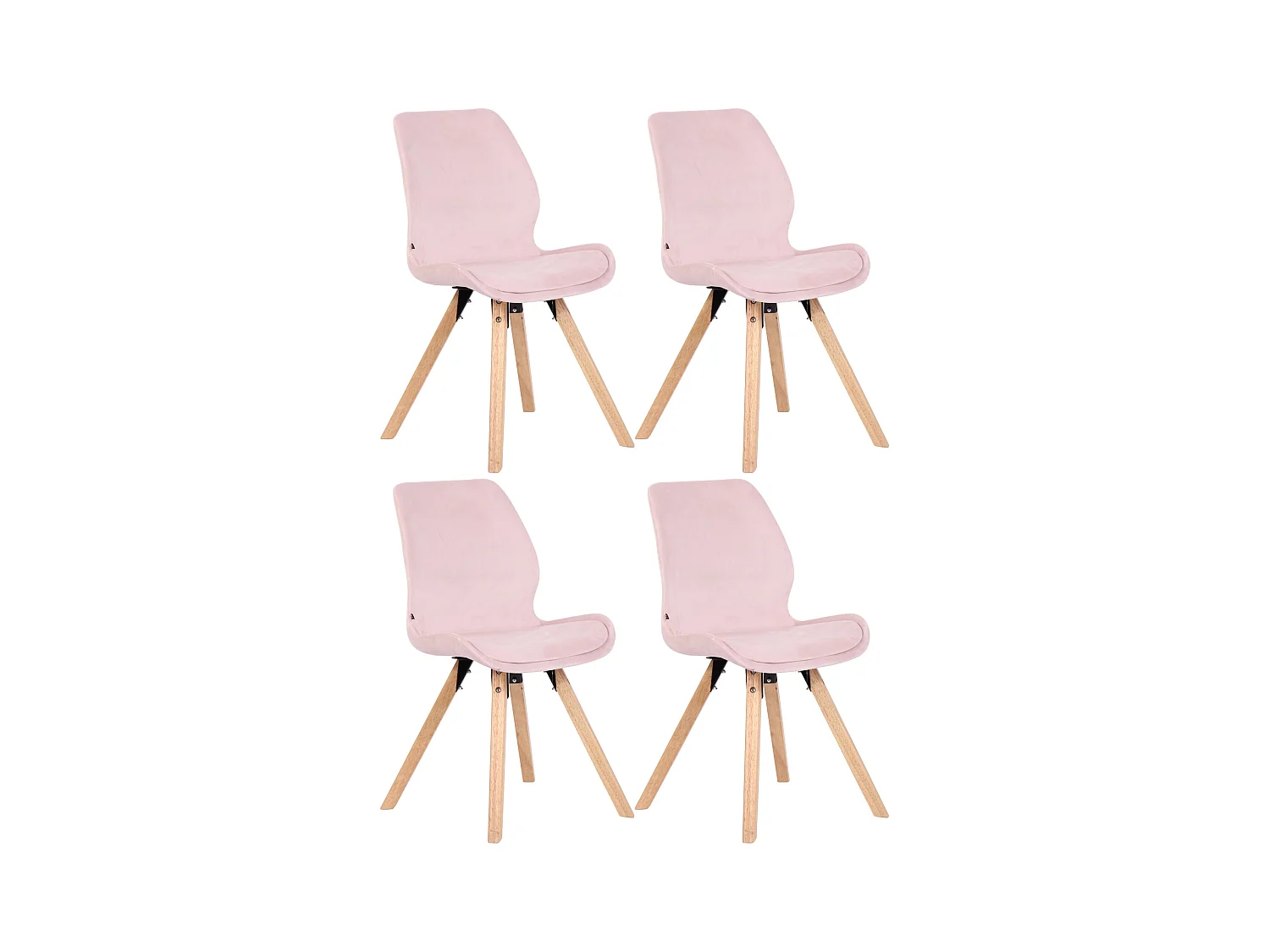 Set van 4  Eetkamerstoelen - Fluweel - roze - Luna