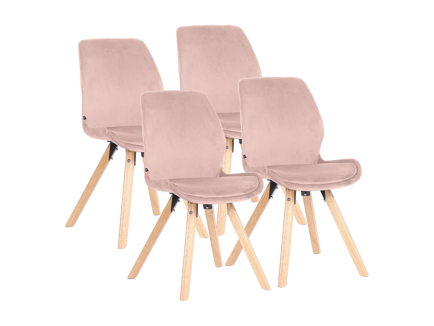 Lot de 4  chaise salle à manger - Velours - Rose - Luna