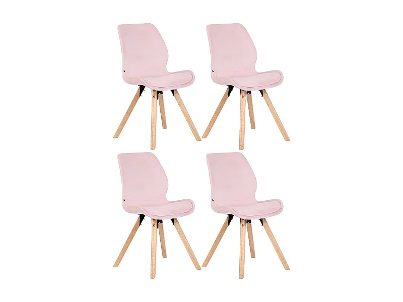 Lot de 4  chaise salle à manger - Velours - Rose - Luna