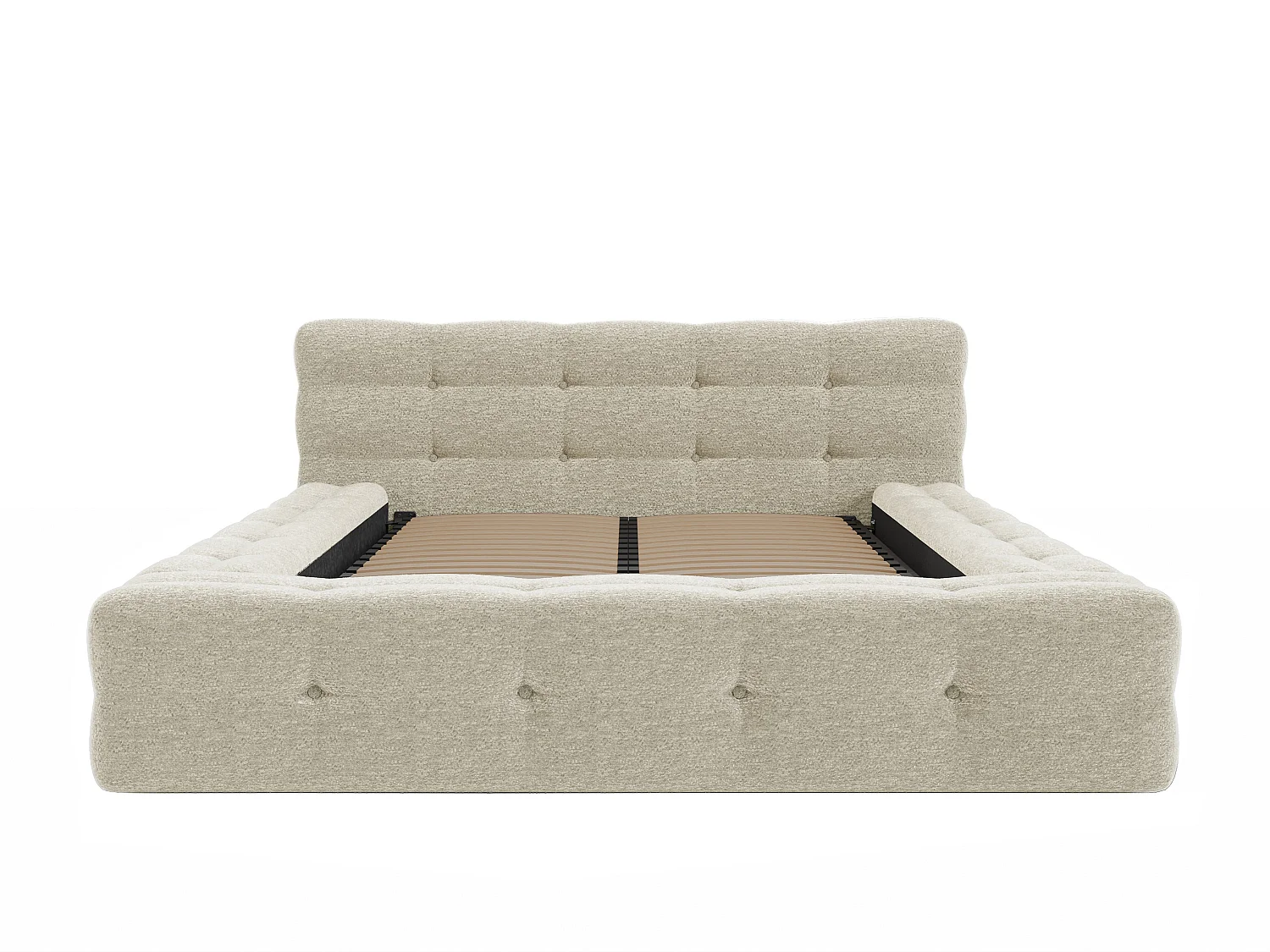 Polsterbett mit Bettkasten - 140 x 190 cm - Bouclé-Stoff - Beige - LERUCO von Pascal Morabito