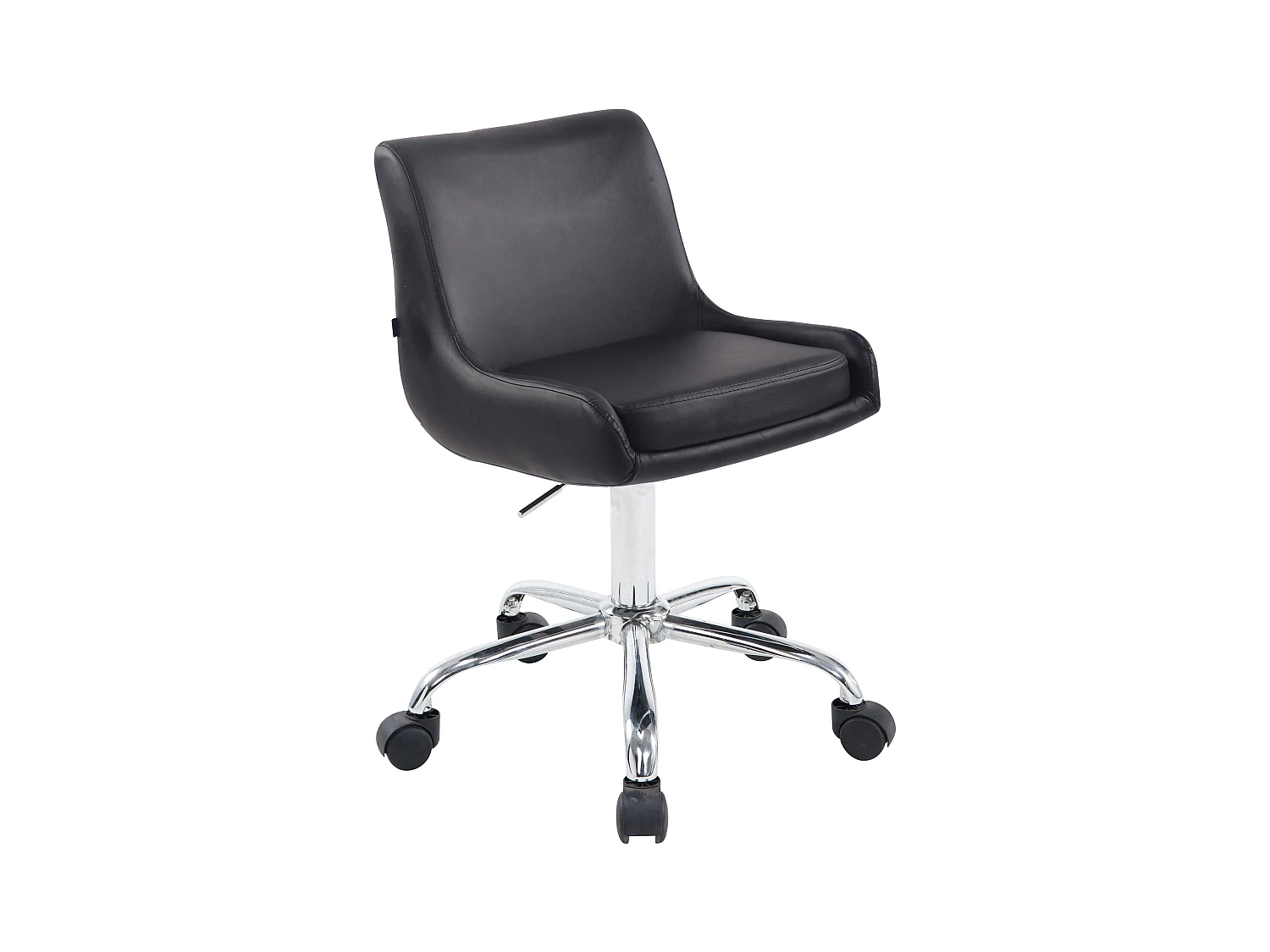 Tabouret de bureau - Similicuir & Métal chromé - Noir - Club