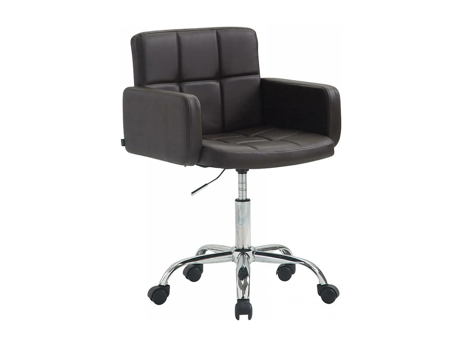 Bürohocker - Kunstleder & Metall in Chromoptik - braun - Los Angeles