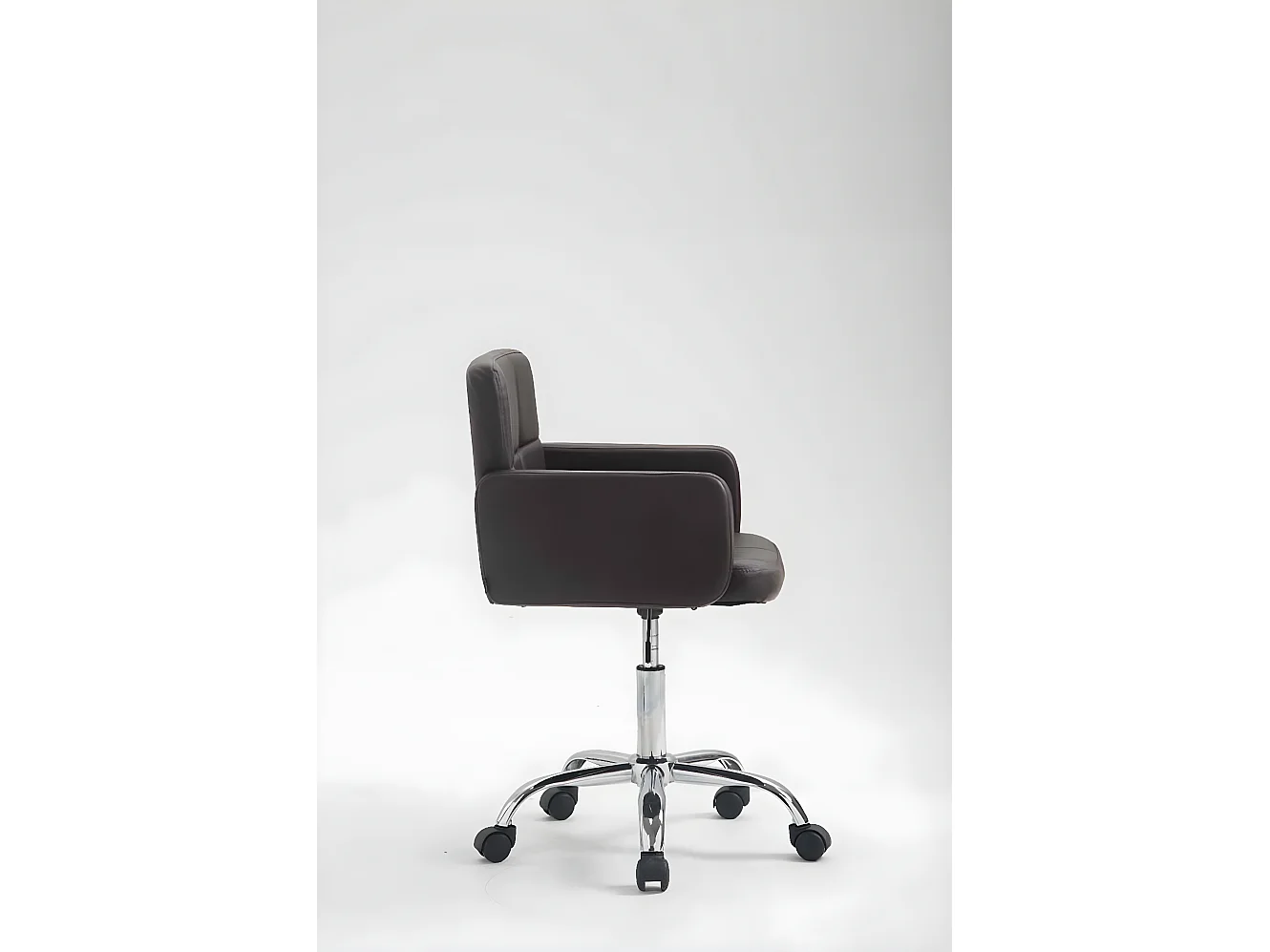 Bürohocker - Kunstleder & Metall in Chromoptik - braun - Los Angeles