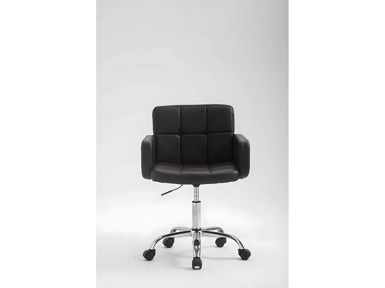 Bürohocker - Kunstleder & Metall in Chromoptik - braun - Los Angeles