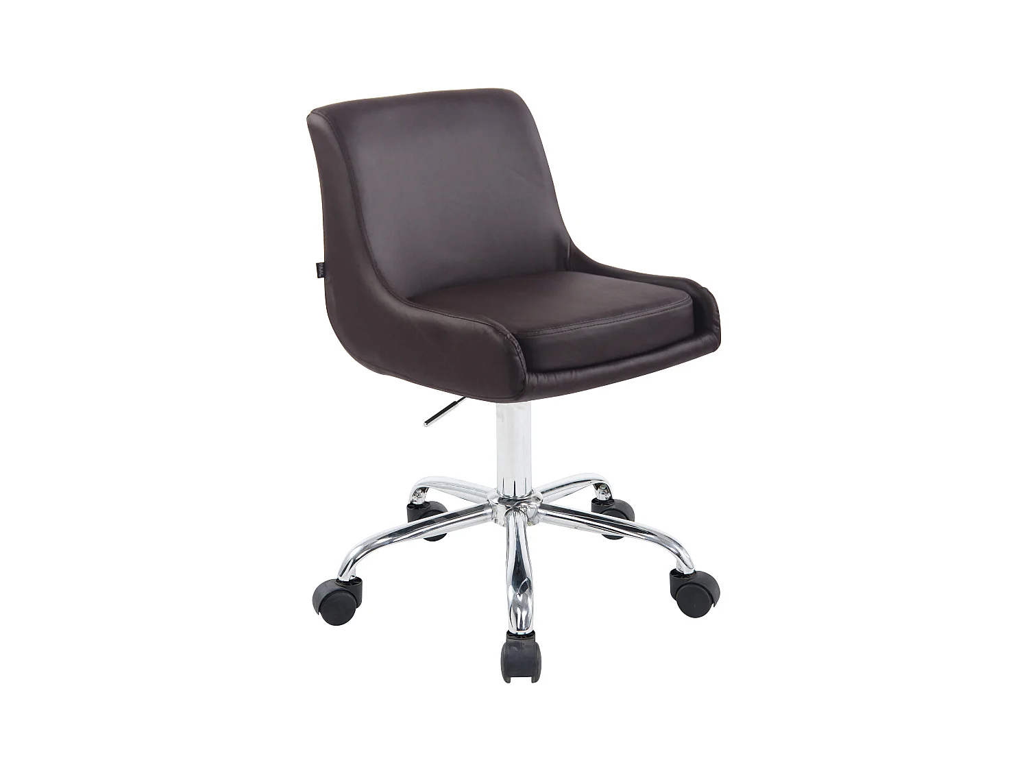 Tabouret de bureau - Similicuir & Métal chromé - Marron - Club