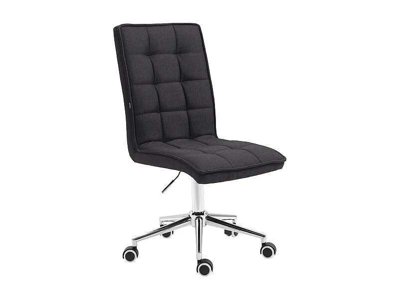 Chaise de bureau - Tissu & Métal chromé - Noir - Peking V2