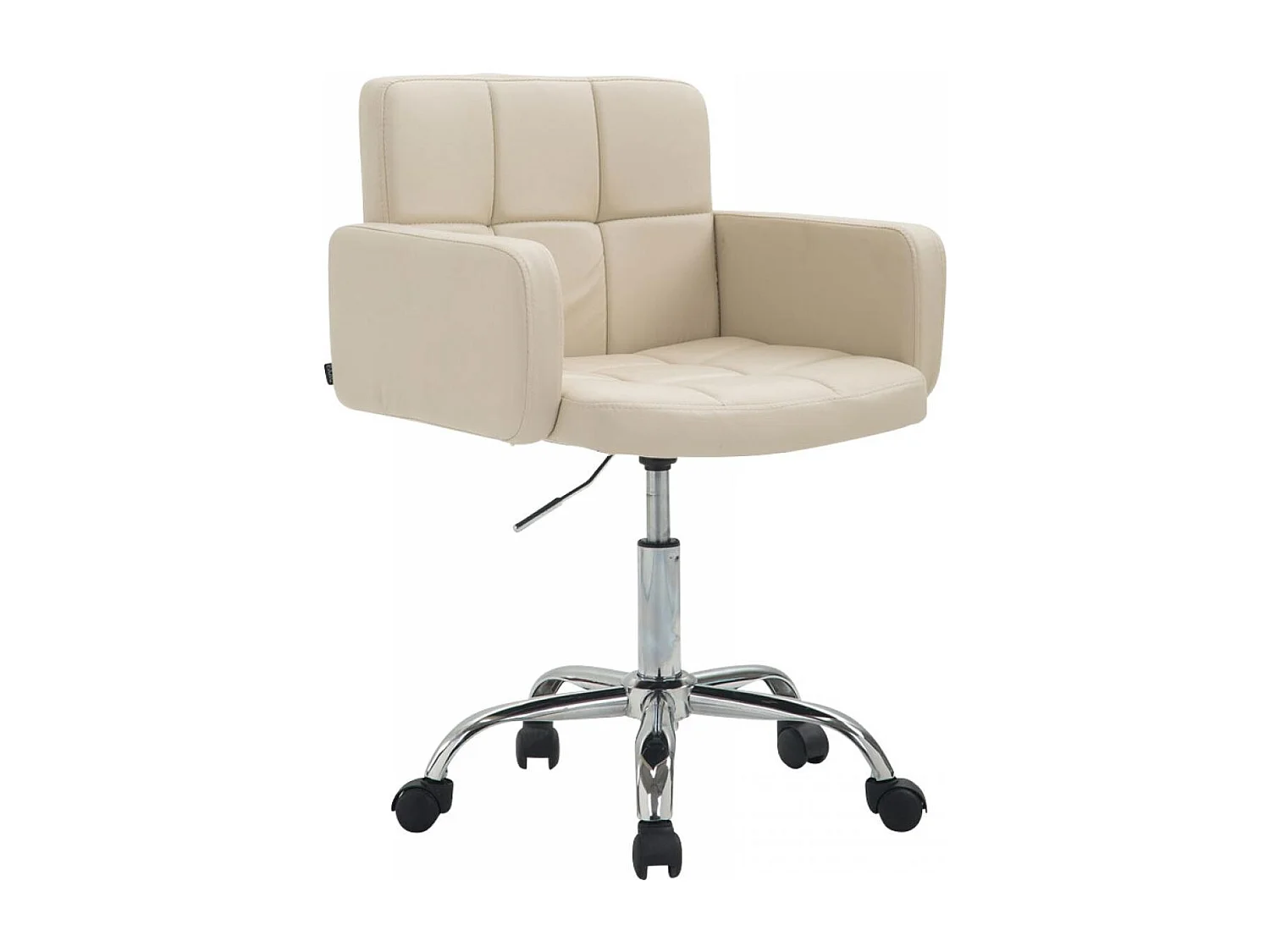 Bürohocker - Kunstleder & Metall in Chromoptik - creme - Los Angeles