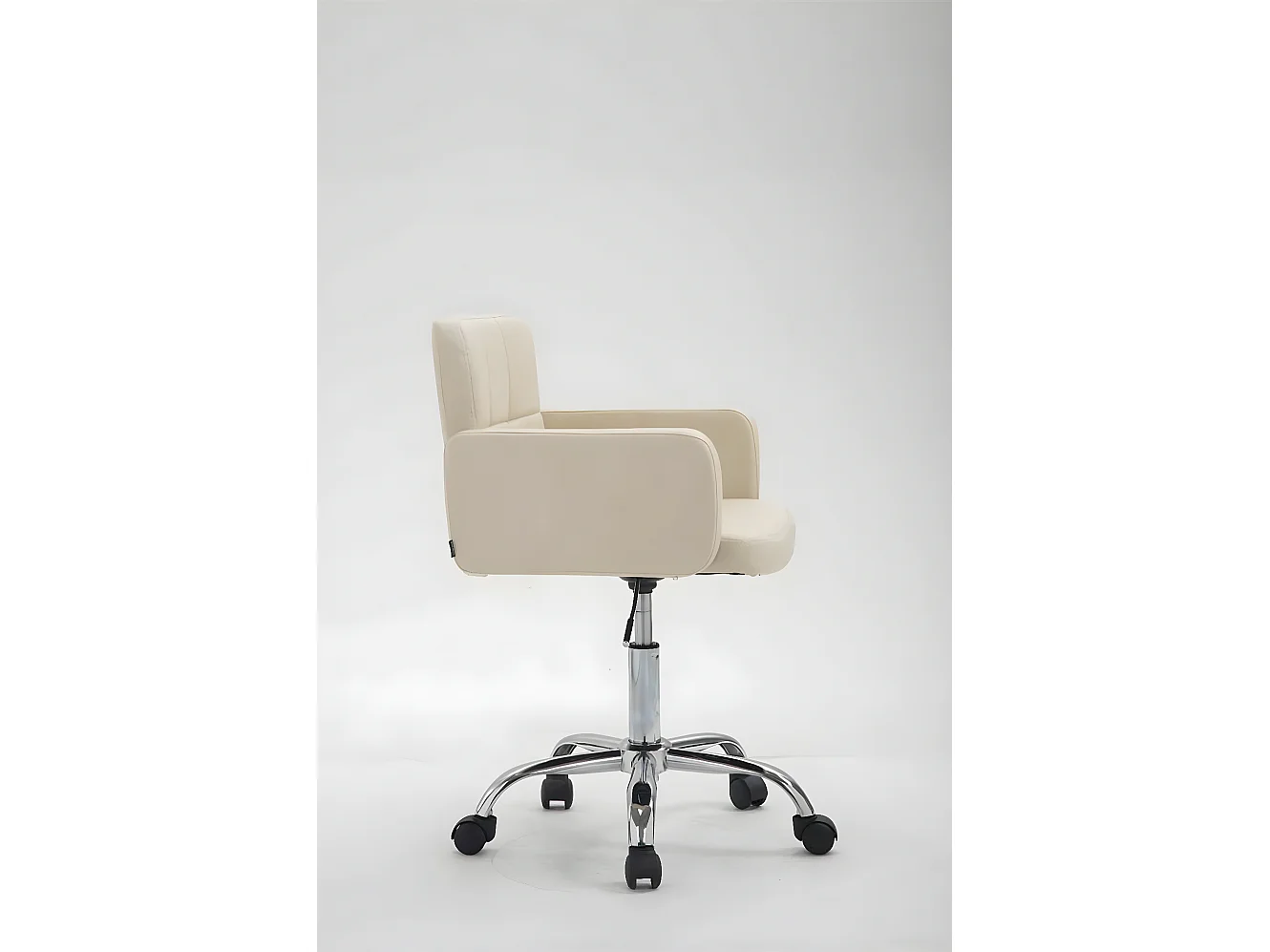 Bürohocker - Kunstleder & Metall in Chromoptik - creme - Los Angeles