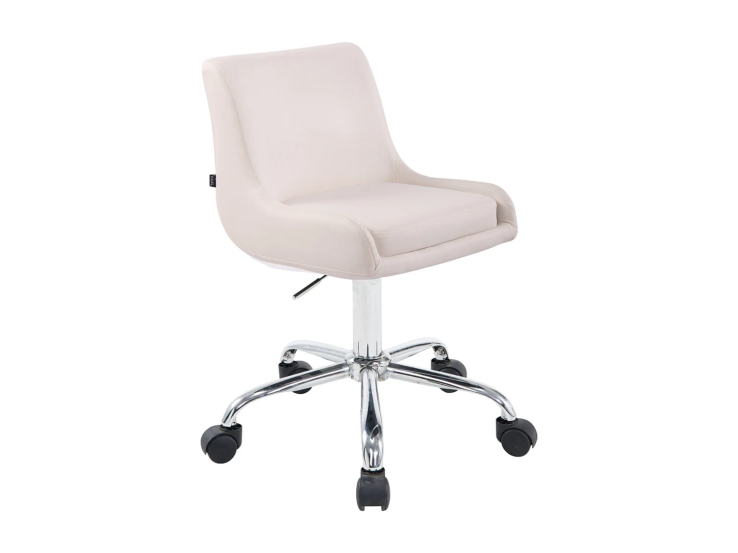 Bürohocker - Kunstleder & Metall in Chromoptik - weiß - Club