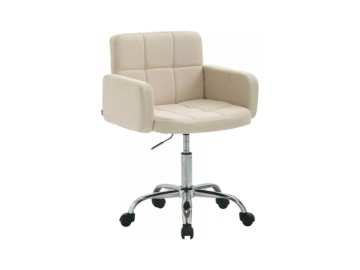 Tabouret de bureau - Tissu & Métal chromé - Crème - Los Angeles