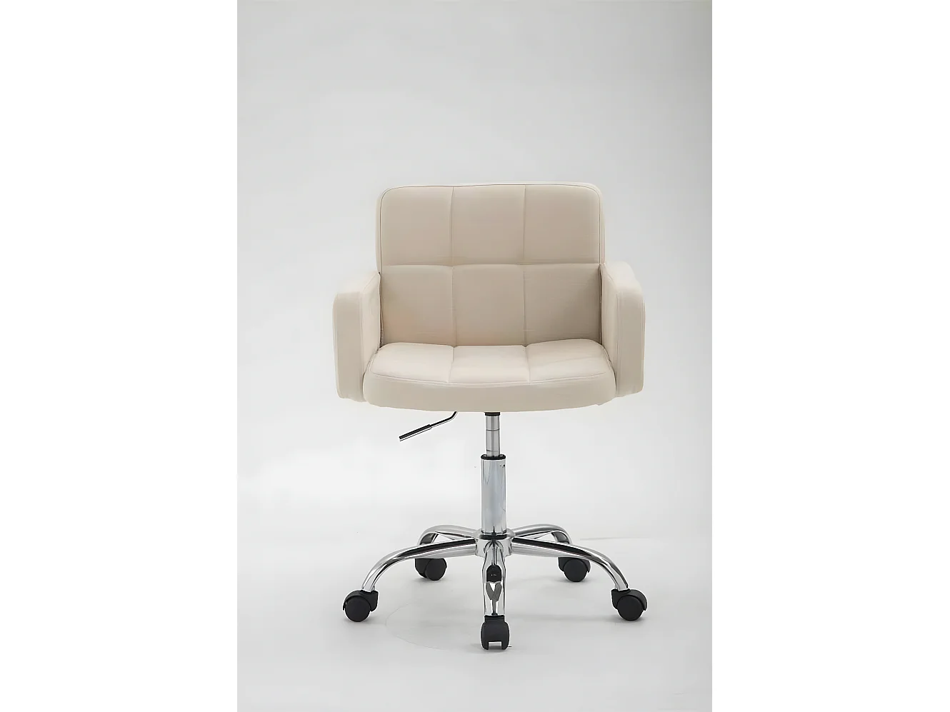 Bürohocker - Stoff & Metall in Chromoptik - creme - Los Angeles