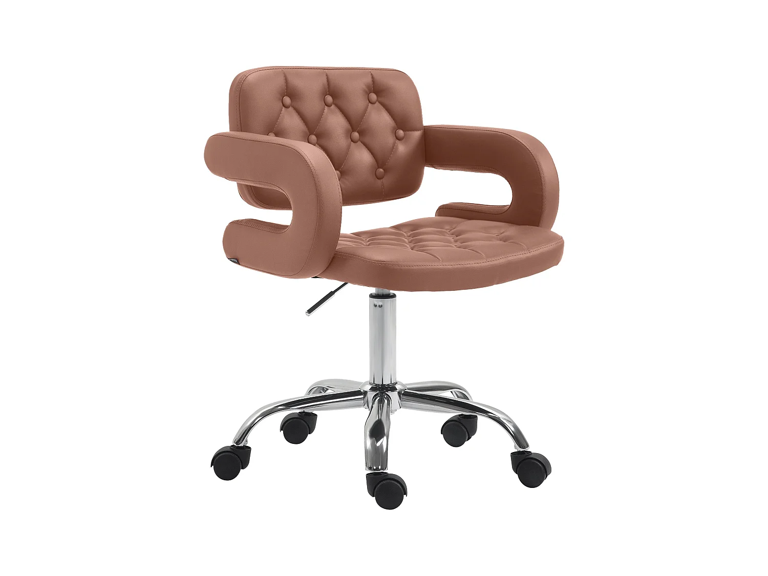 Chaise de bureau - Similicuir & Métal chromé - Cognac - Dublin