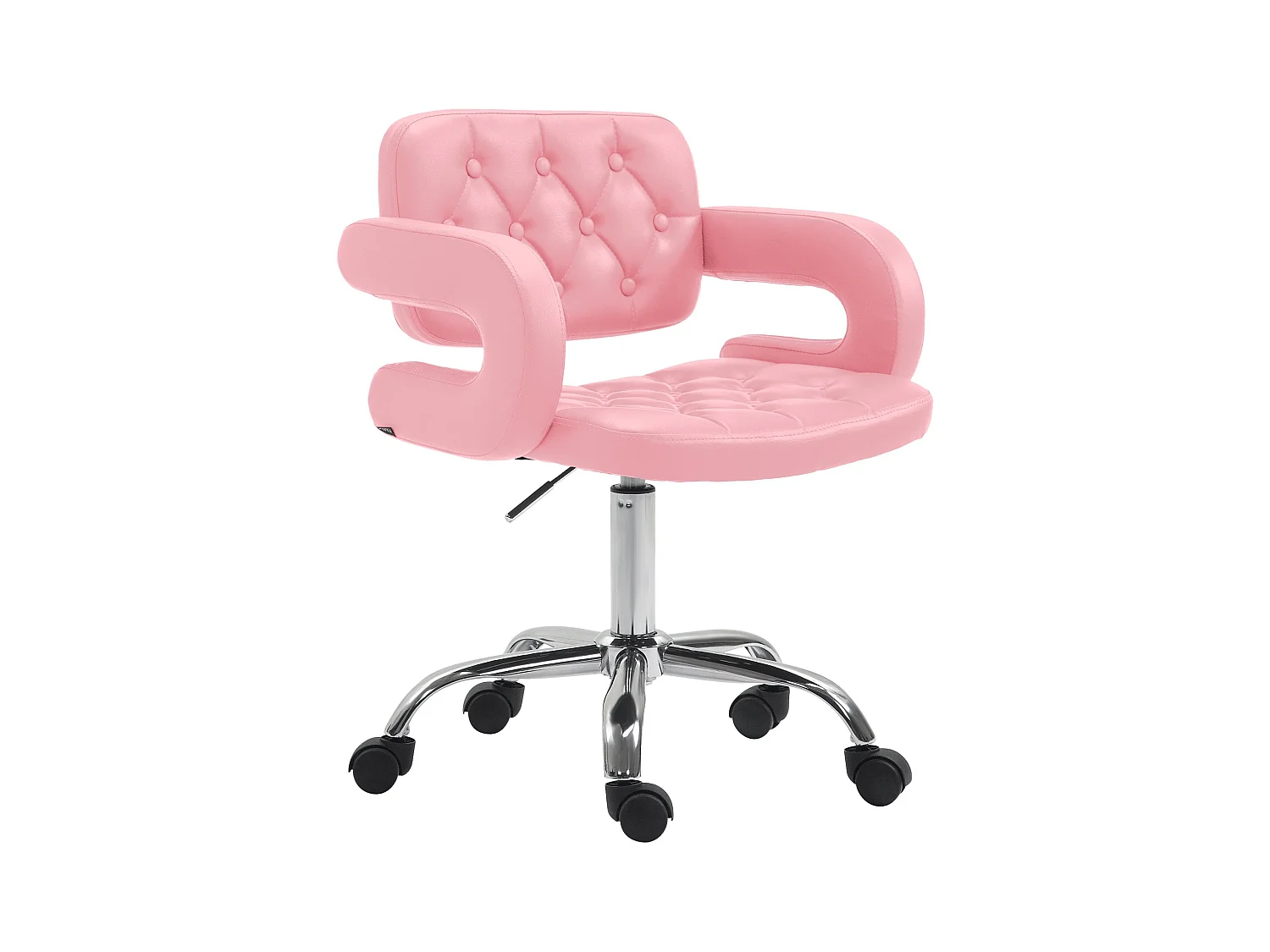 Chaise de bureau - Similicuir & Métal chromé - Rose - Dublin