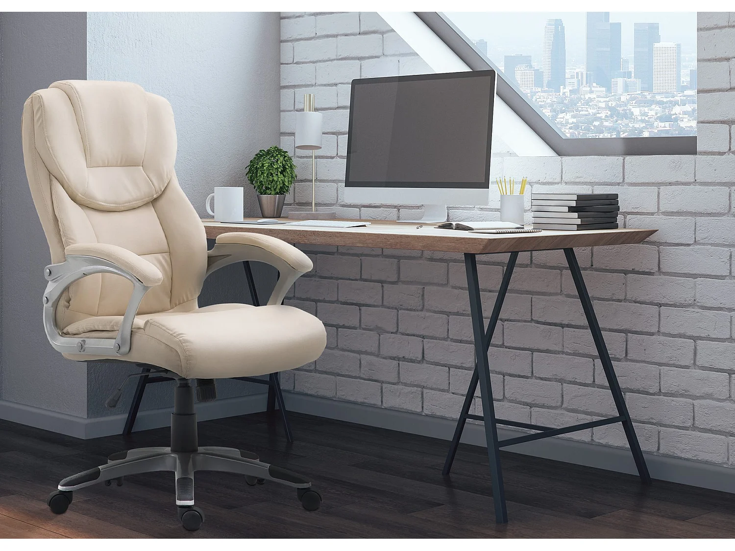 Chaise de bureau - Similicuir & Nature - Crème - Texas V2