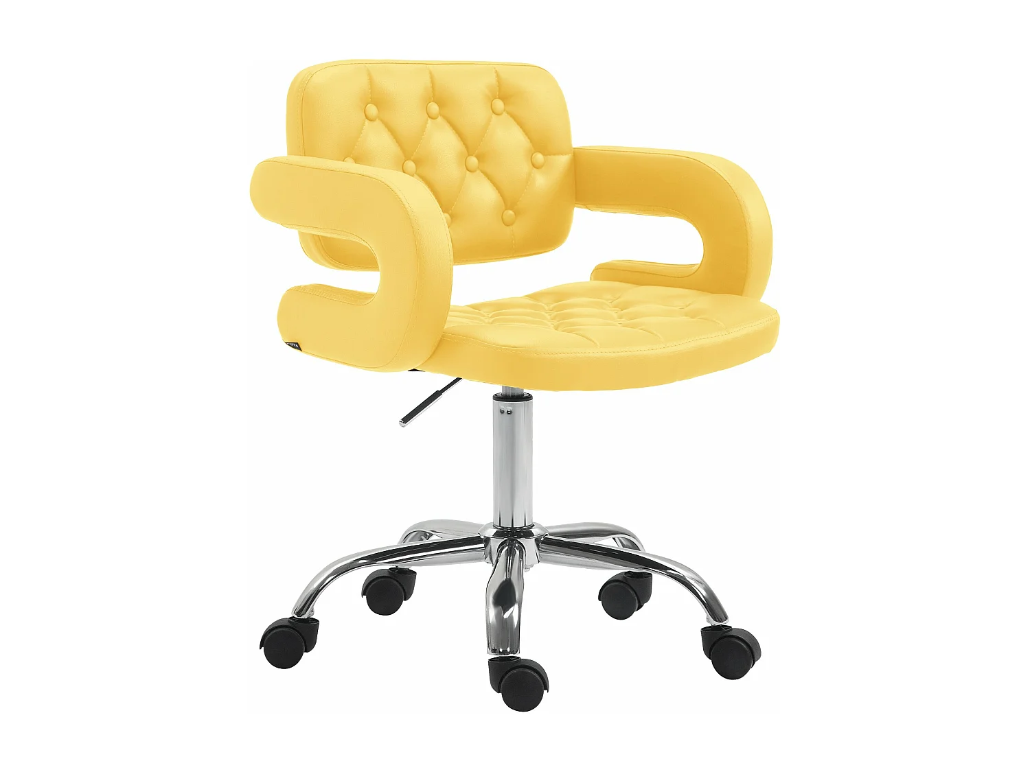 Chaise de bureau - Similicuir & Métal chromé - Jaune - Dublin