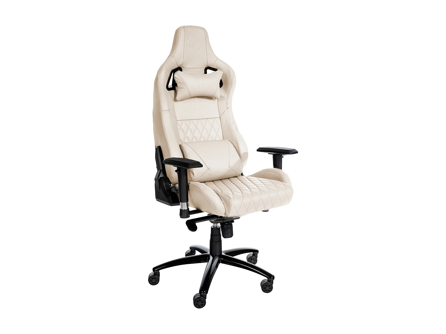 Chaise de bureau - Véritable cuir & Antique clair - Crème - Keren