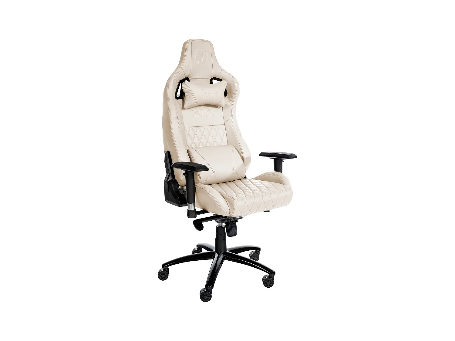 Chaise de bureau - Véritable cuir & Antique clair - Crème - Keren