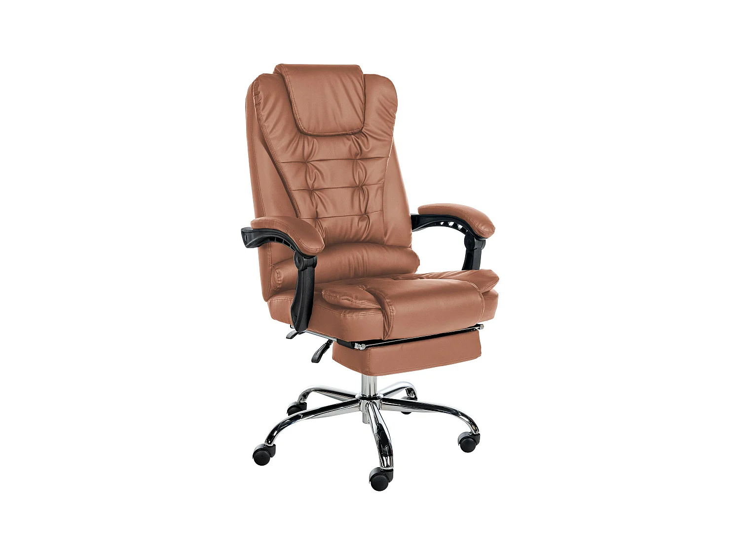 Chaise de bureau - Similicuir & Métal chromé - Marron clair - Oxygen