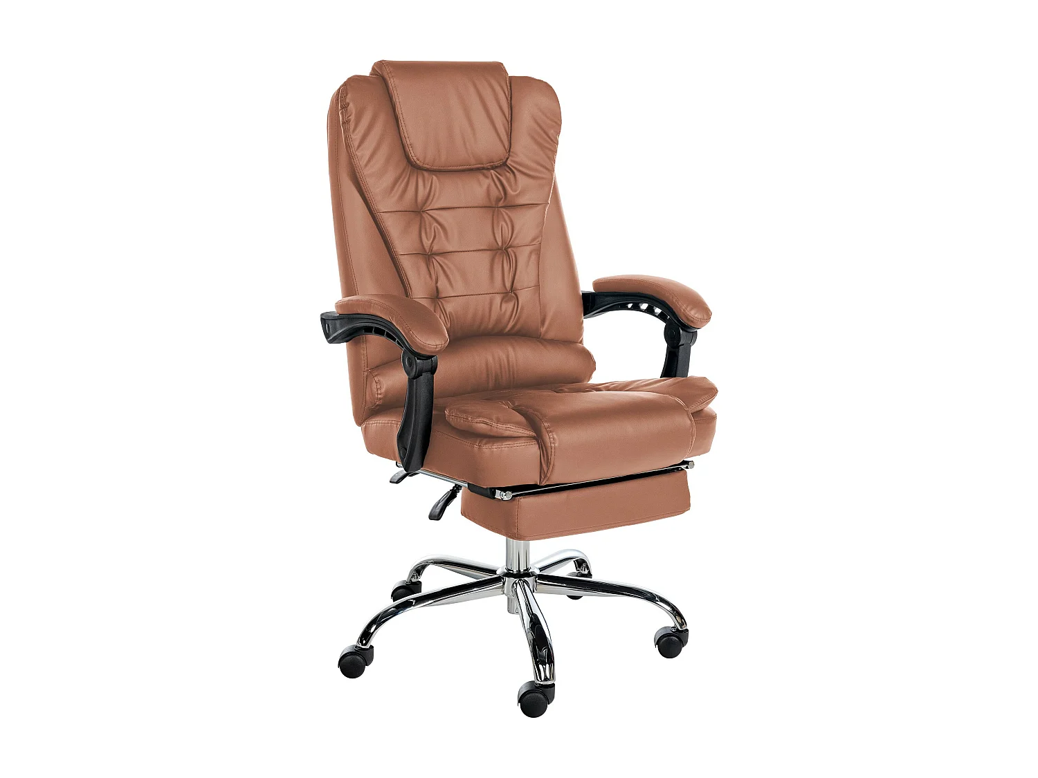 Chaise de bureau - Similicuir & Métal chromé - Marron clair - Oxygen