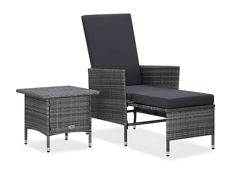 Salon de jardin 2 pcs avec coussins Résine tressée Gris 6