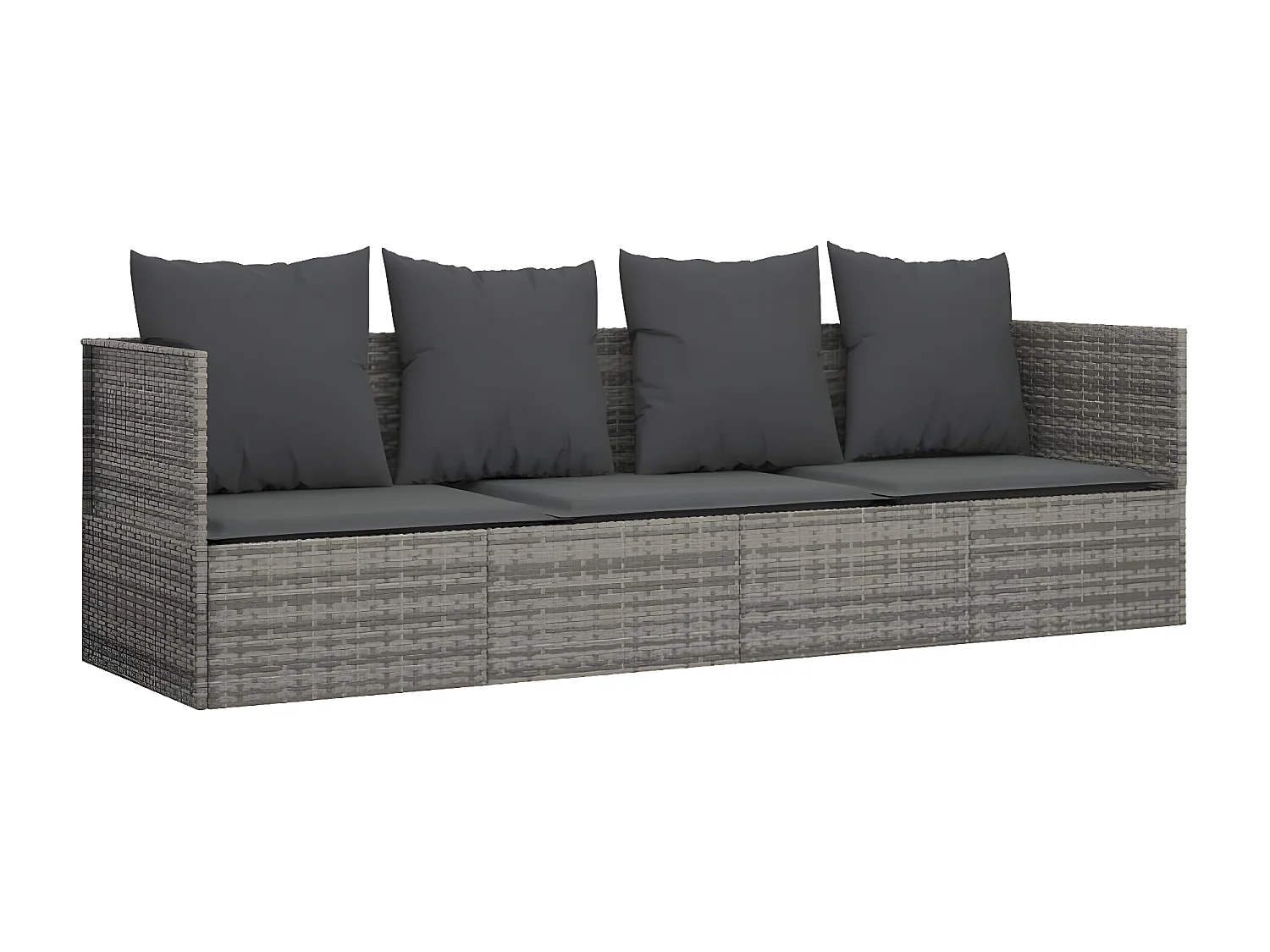 Lit de salon d'extérieur avec coussins Gris Résine tressée