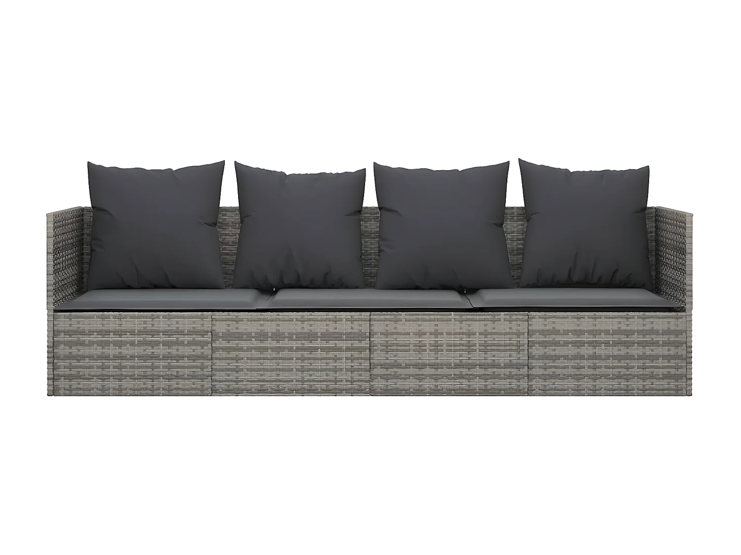 Lit de salon d'extérieur avec coussins Gris Résine tressée