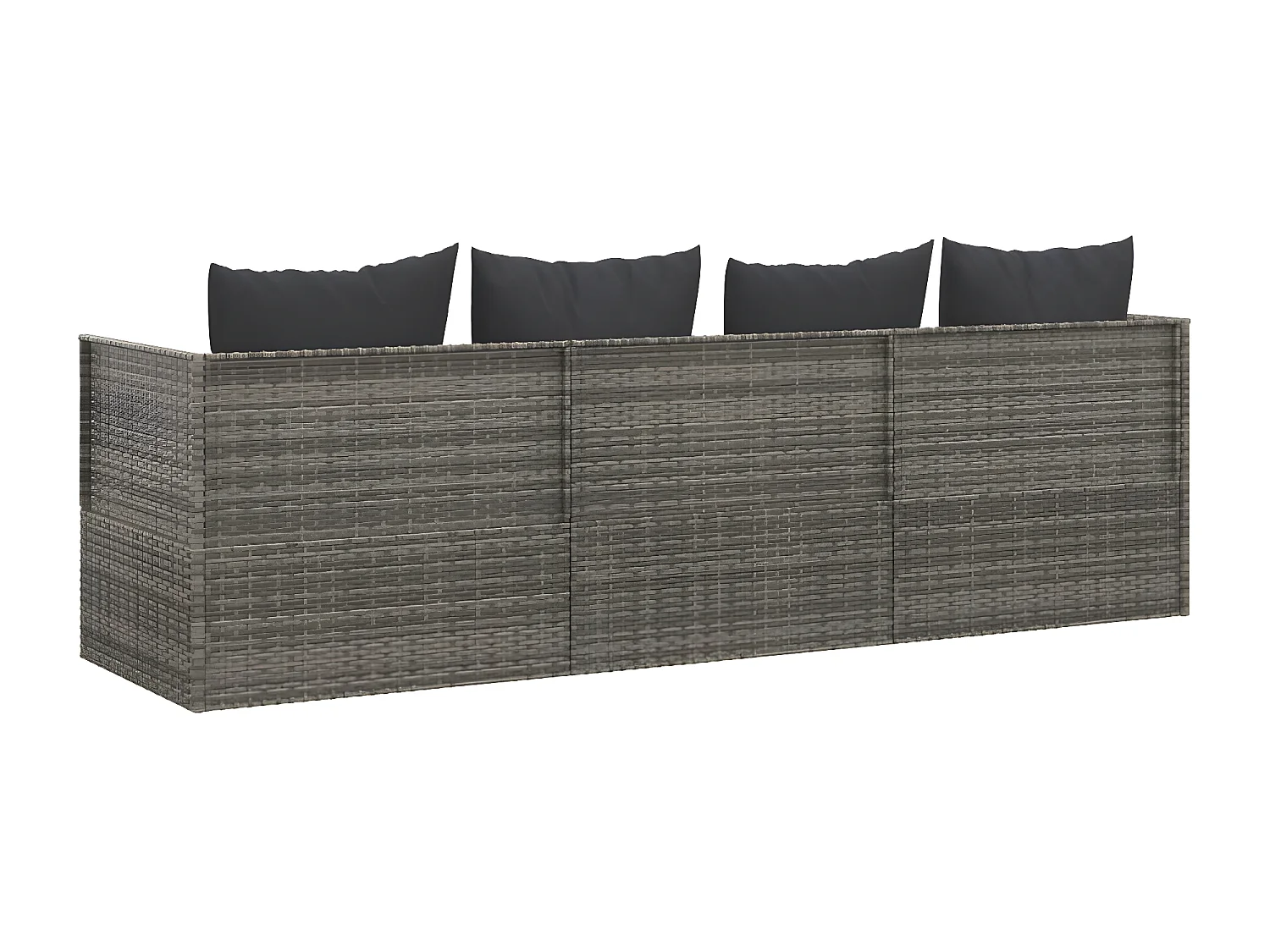 Lit de salon d'extérieur avec coussins Gris Résine tressée