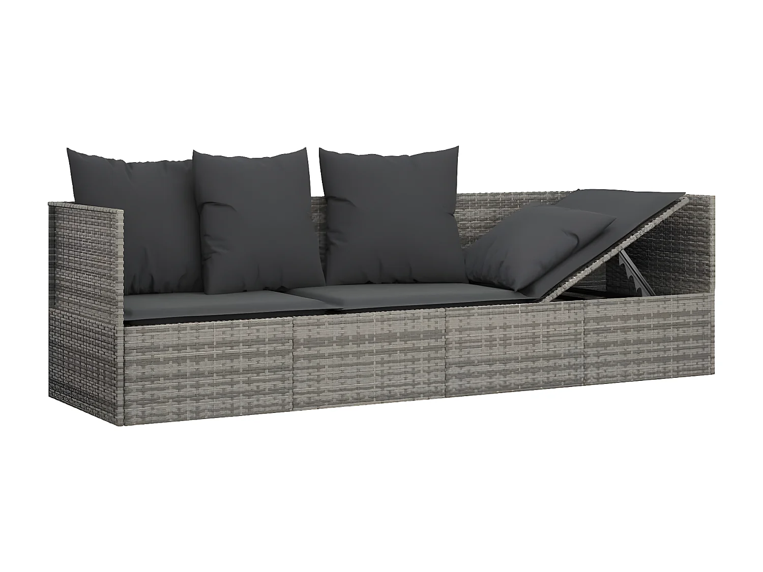 Lit de salon d'extérieur avec coussins Gris Résine tressée