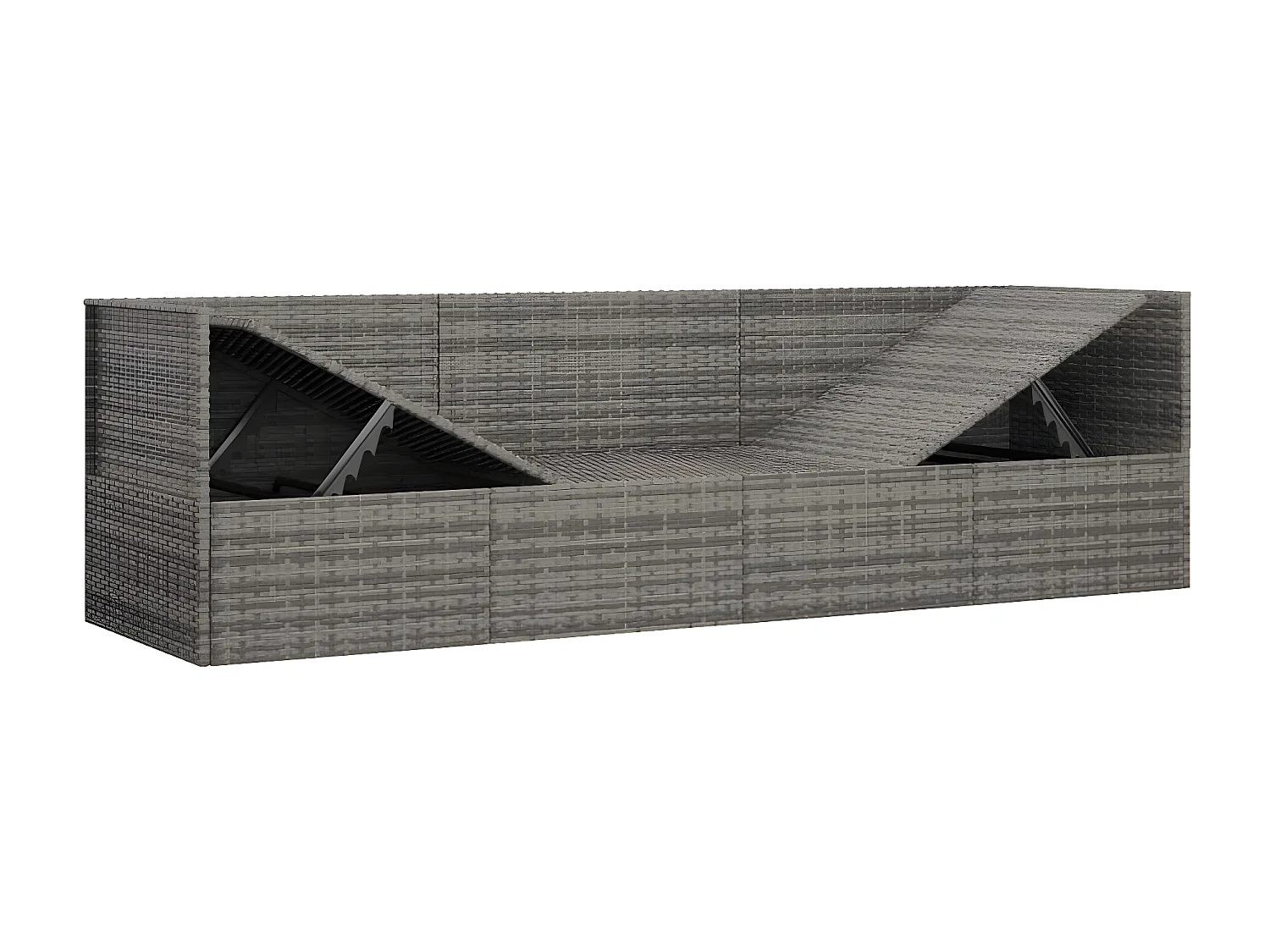 Lit de salon d'extérieur avec coussins Gris Résine tressée