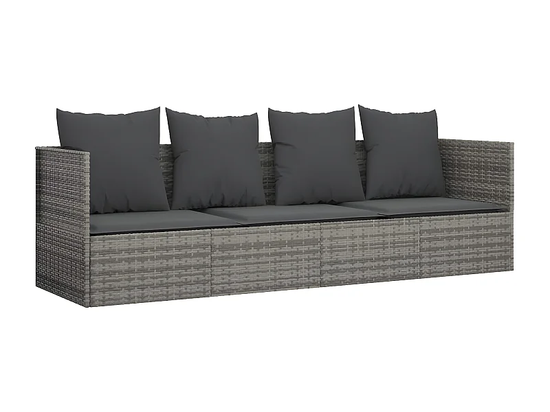 Lit de salon d'extérieur avec coussins Gris Résine tressée