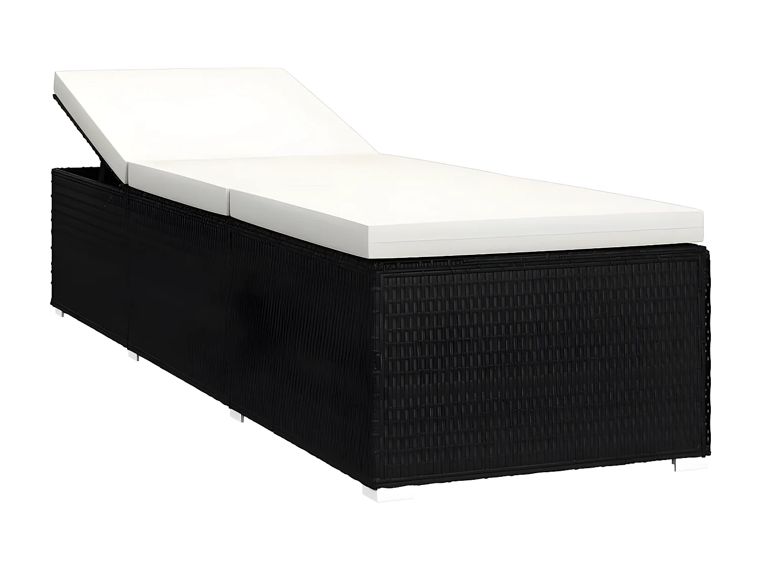 Set chaise longue et table tissu beige et résine noire Viali