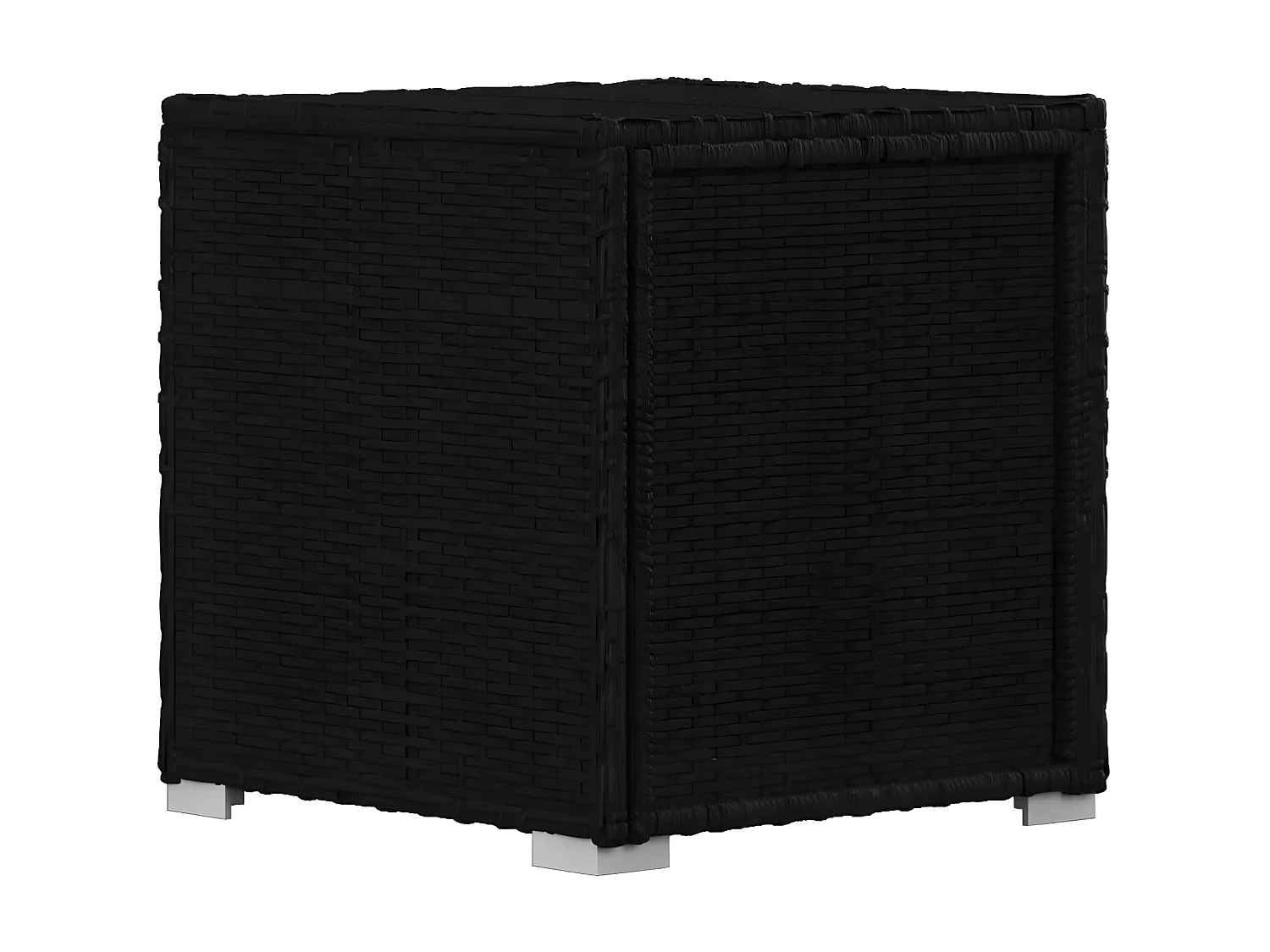 Set chaise longue et table tissu beige et résine noire Viali