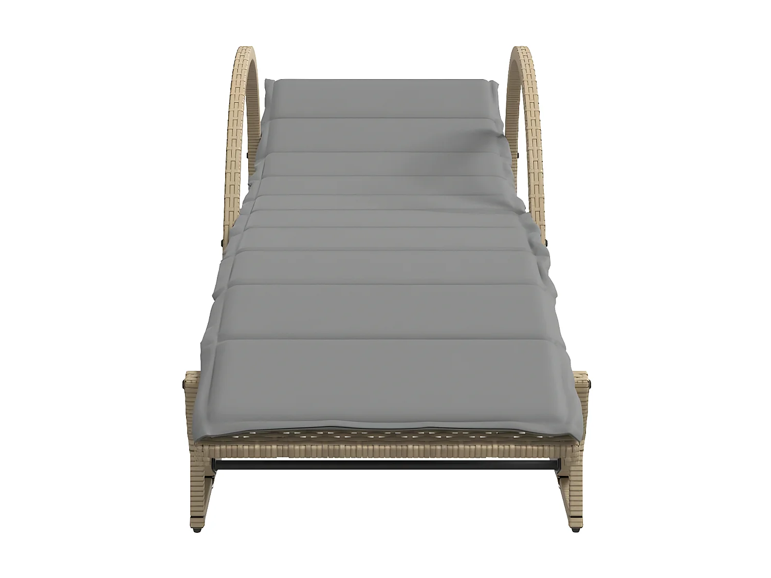 Chaise longue avec coussin beige 60x199x42 résine tressée