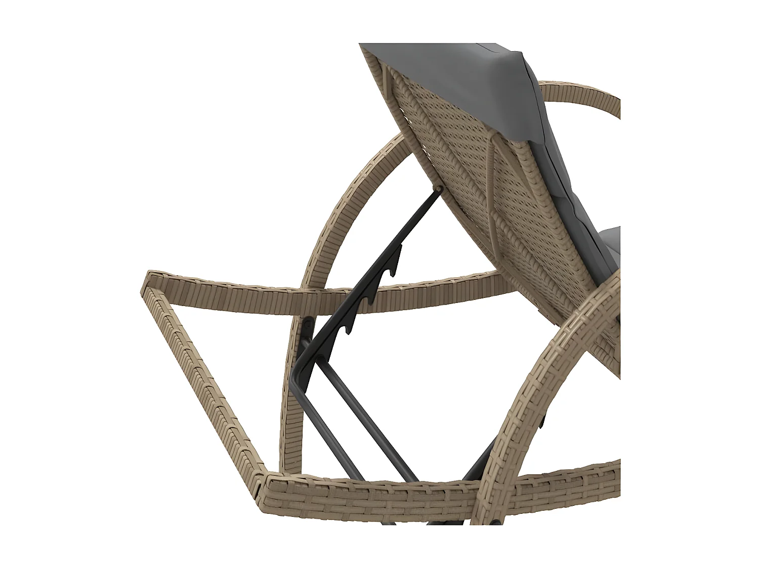 Chaise longue avec coussin beige 60x199x42 résine tressée