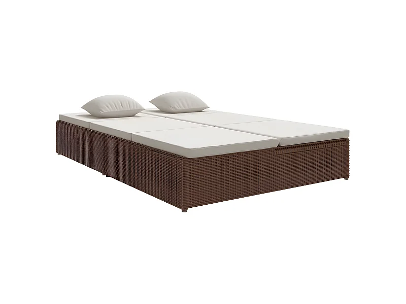 Transat convertible avec coussins Résine tressée Marron