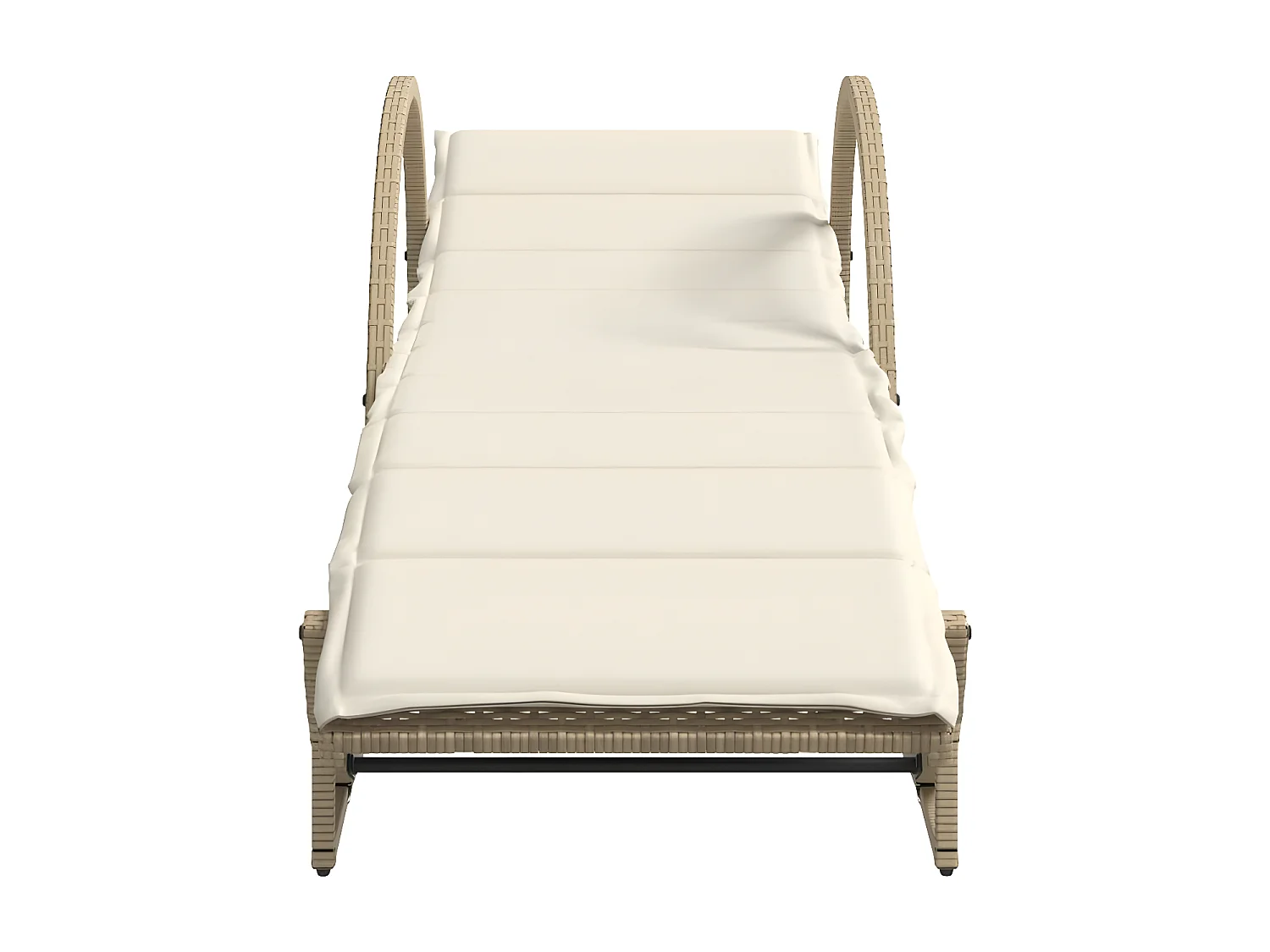 Chaise longue avec coussin beige 60x199x42 résine tressée