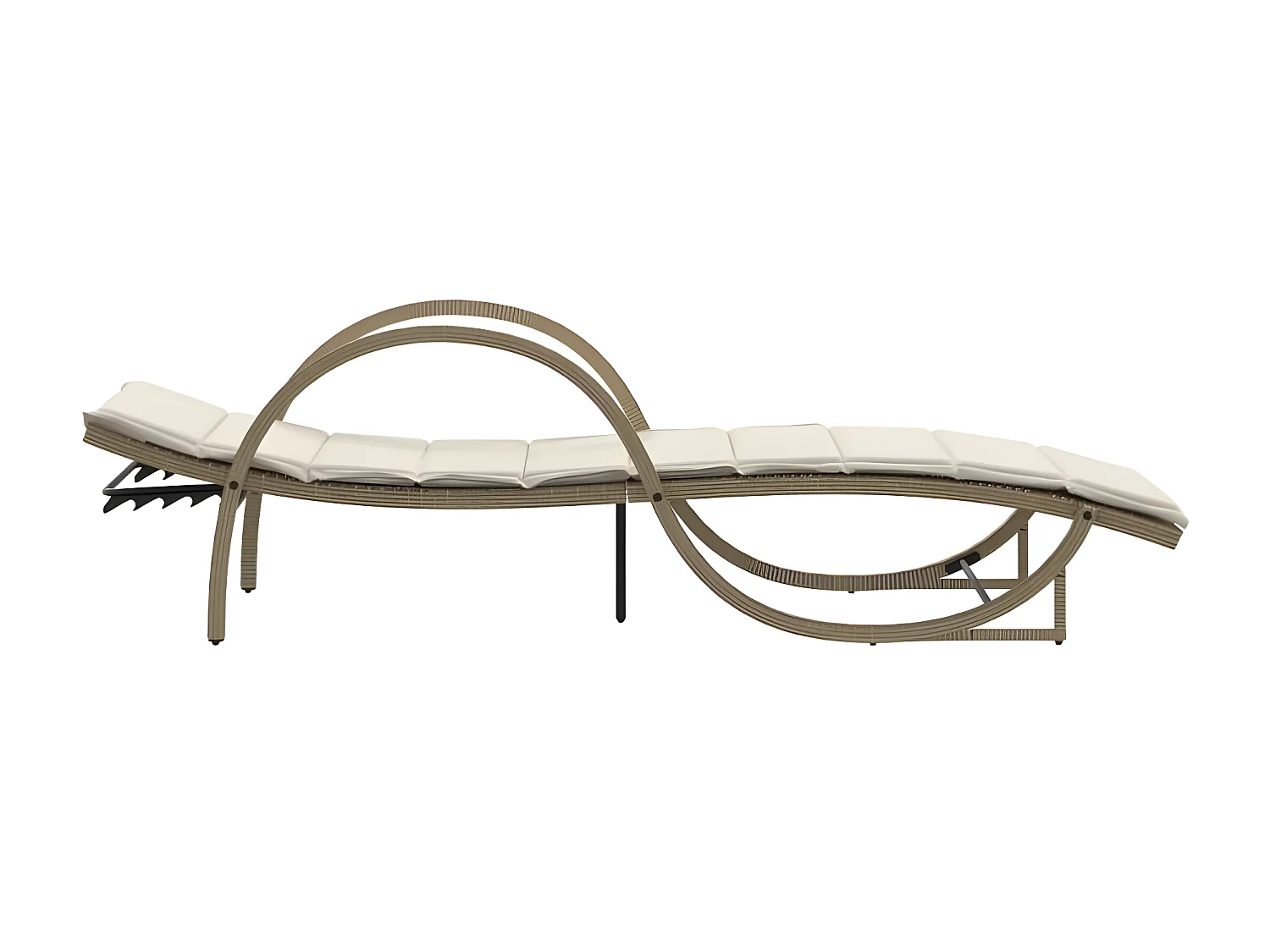Chaise longue avec coussin beige 60x199x42 résine tressée