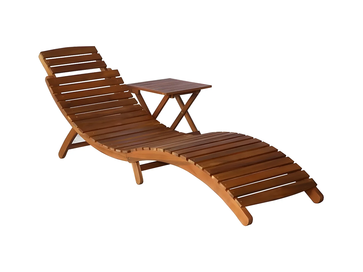 Chaise longue avec table acacia massif foncé Tulak