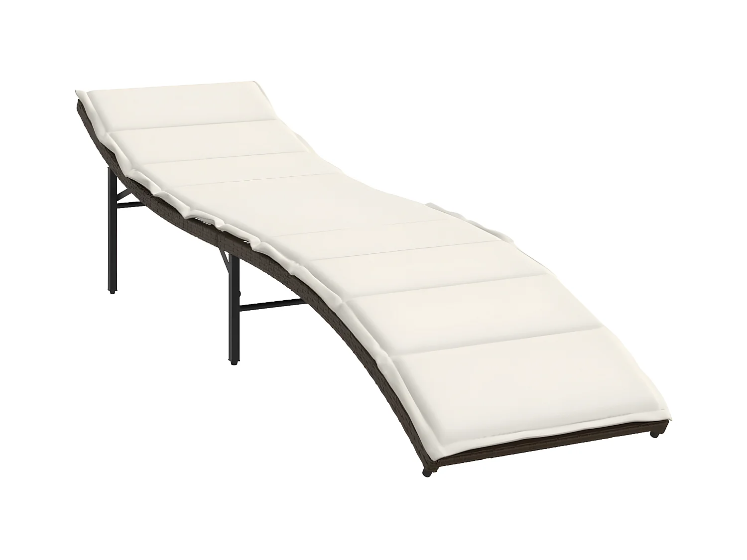 Chaise longue avec coussin marron 55x199x50 résine tressée