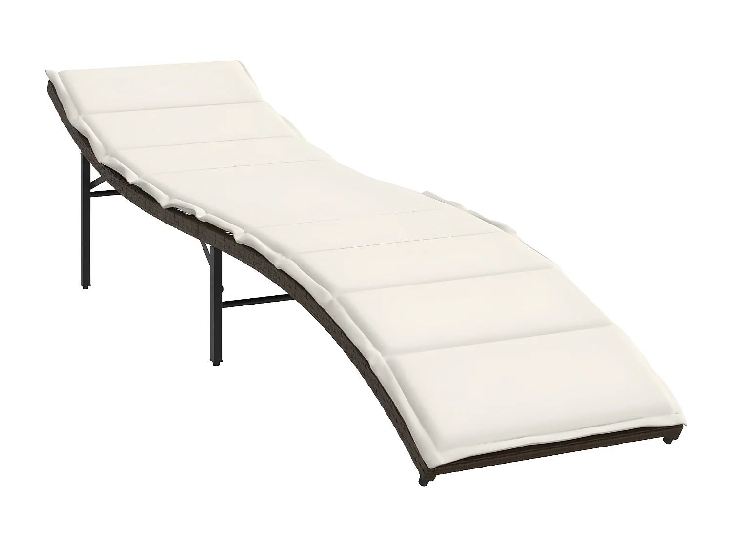 Chaise longue avec coussin marron 55x199x50 résine tressée