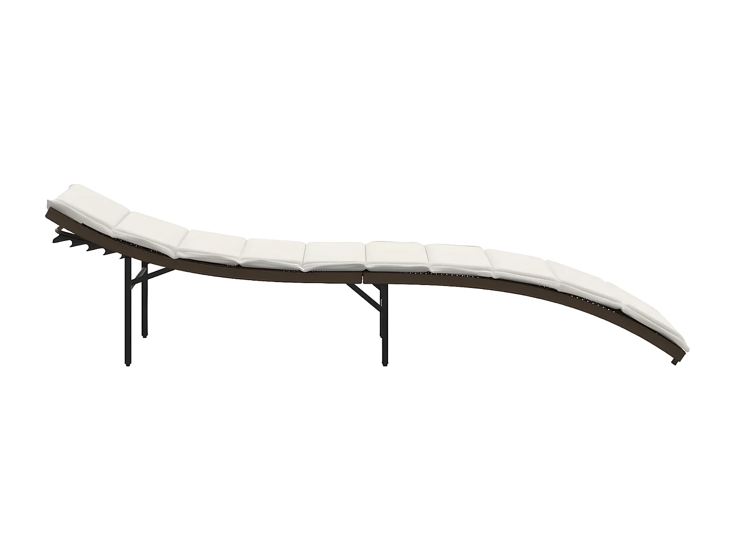 Chaise longue avec coussin marron 55x199x50 résine tressée