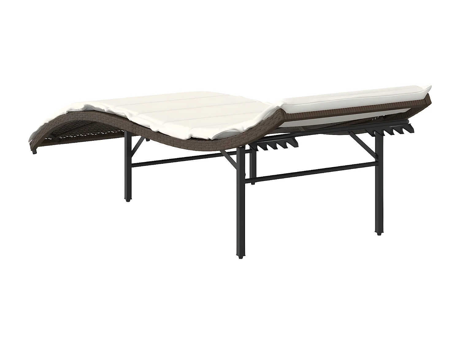 Chaise longue avec coussin marron 55x199x50 résine tressée