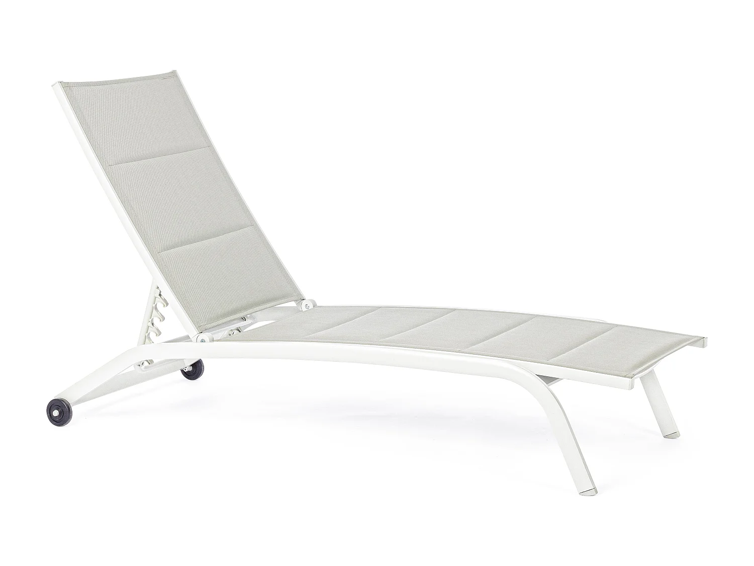 Chaise longue en aluminium blanc et gris Chloé - Lot de 4