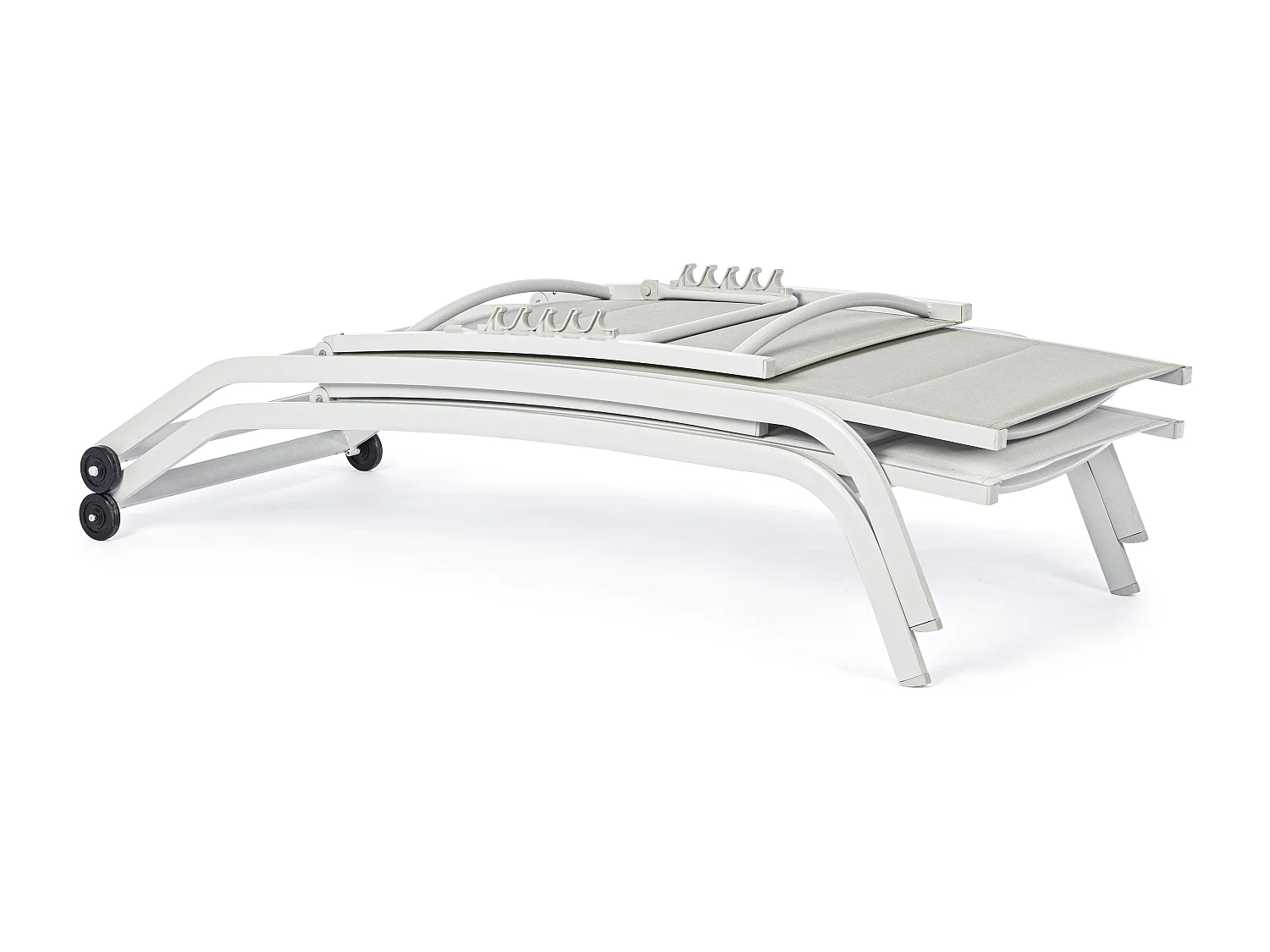 Chaise longue en aluminium blanc et gris Chloé - Lot de 4